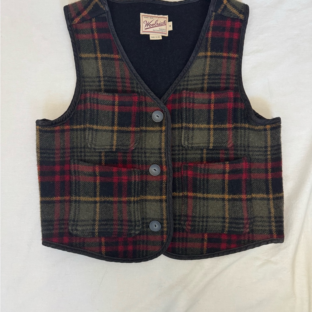 Vintage Woolrich Plaid Wool Vest Made In Usa
